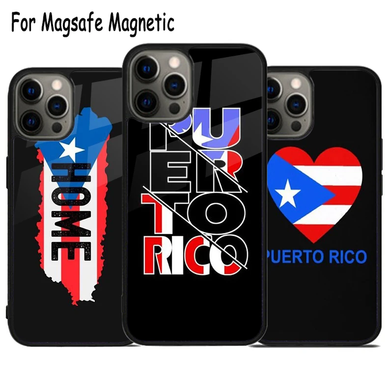 

Love Puerto Rico Wireless Charge Phone Case For iPhone 17 Air 15 16 16e 14 13 11 12 Pro Max Plus Magsafe Magnetic Bumper Cover