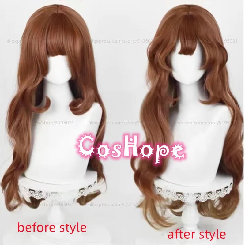 Little Girl Eurydice Cosplay Wig 78cm Long Curly Brown Yellow Wig Cosplay Anime Cosplay Wig Heat Resistant Synthetic Wigs