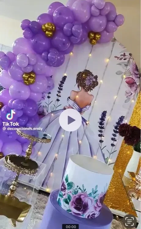 Mehofond Custom 2-Sided Quinceanera Princess Dress Girls 15th Birthday Party Wedding Cover Chiara Arch Background Decor Backdrop