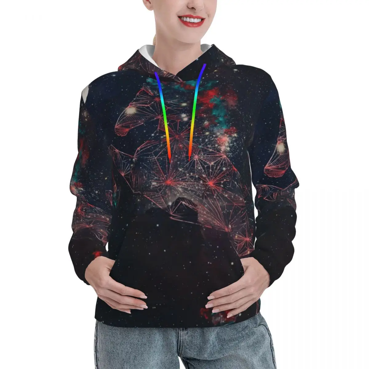 Galaxy Unicorn Hoodies Autumn Celestial Horse Casual Hooded Shirt Ladies Harajuku Basic Oversized Pullover Hoodie