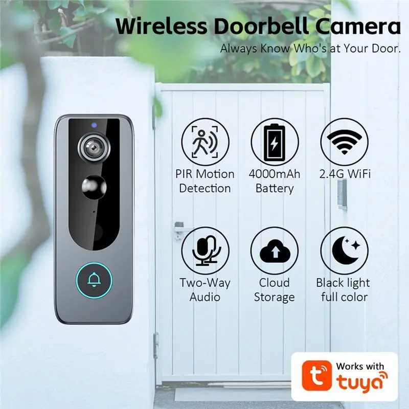 Y17A Tuya Home Smart Video Doorbell Outdoor Bidirectional HD Door Eye Camera 1080P Support SD Card Cloud Storage