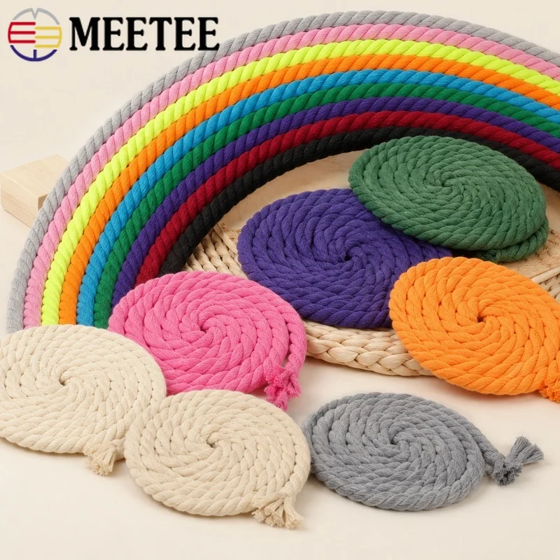 

5m 5-20mm Three Strand Cotton Macrame Rope Twisted Cord for Home Decoration Bag Handle Tapestry DIY Craft Project Wall Hanging