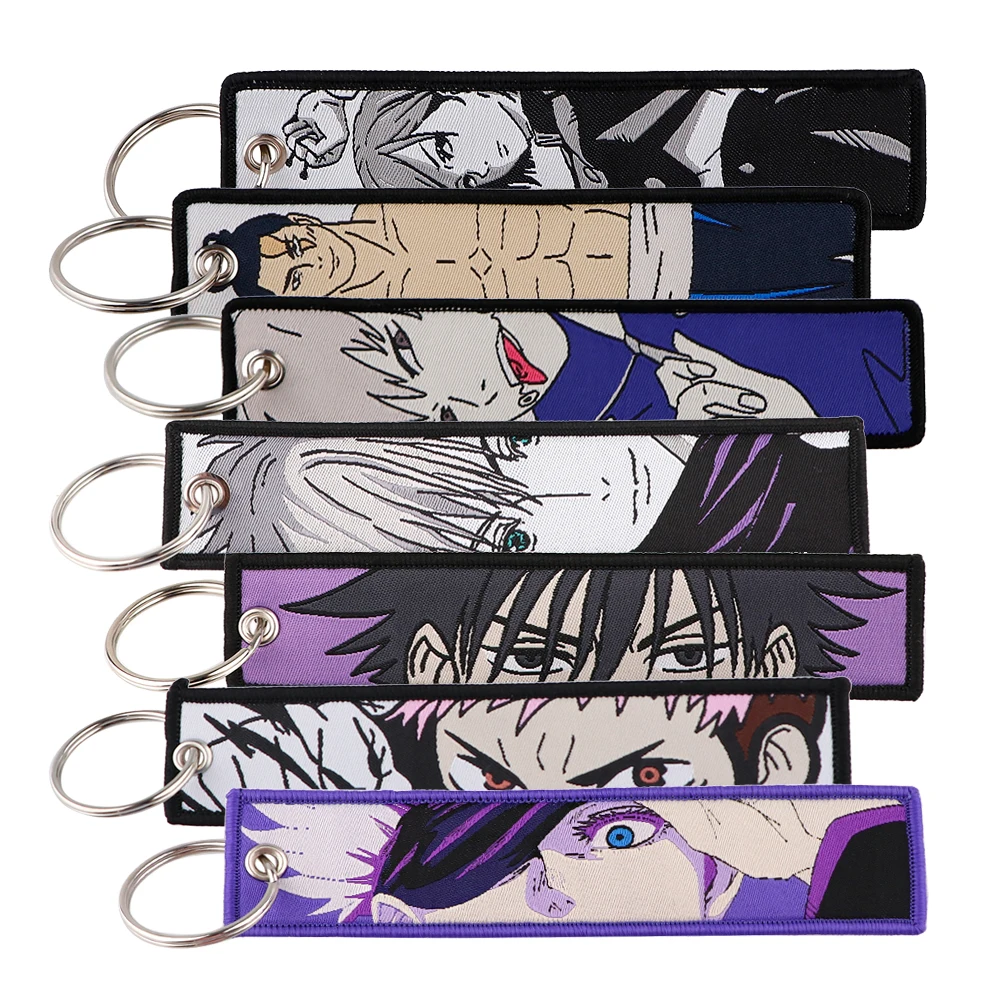 Cool Anime Key Fobs Holder Embroidery Keychain for Motorcycles Key Ring Key Tag Chaveiro Accessories