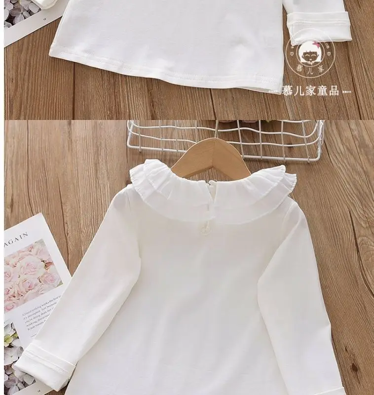 Spitzenbluse mit Peter-Pan-Kragen für Mädchen – weißes Langarm-Oberteil für Babys und Kleinkinder, klassisches, elegantes Hemd für besondere Anlässe – Detail 10