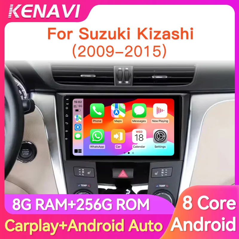 2 Din Car Stereo Radio For Suzuki Kizashi 2009 2010 - 2015 Multimedia Player GPS Wireless Carplay Android Auto Head Unit Screen