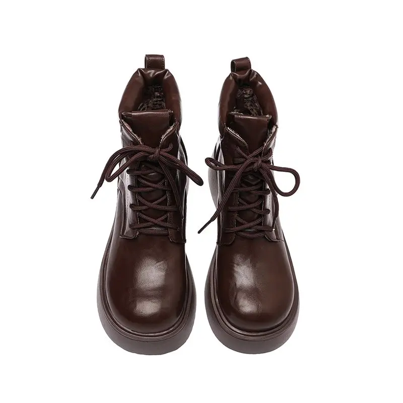 ORCHA LISA Ankle Footwear Booties Female Circular Front Robust Heel Height Raised Sole Tie Up Oversized Fit 43 44 45 Ankle