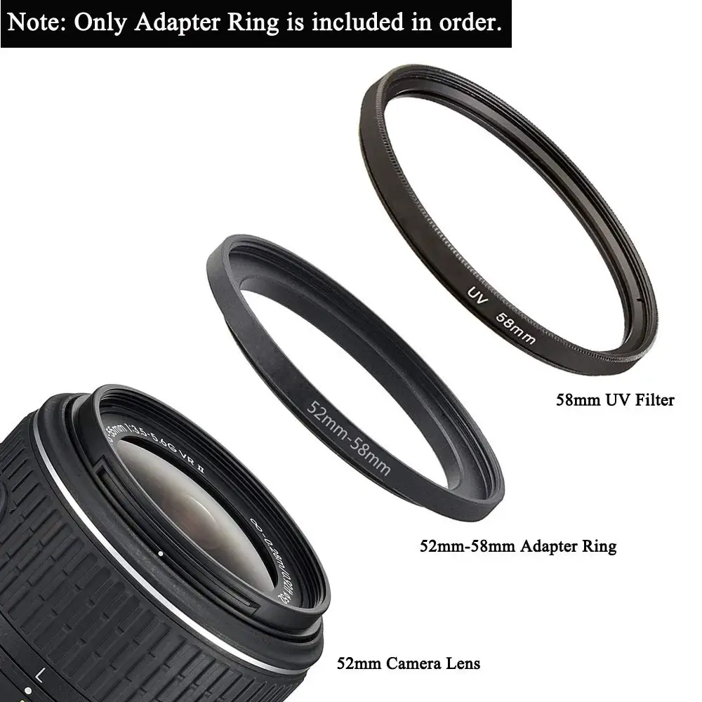 52Mm-58Mm Bước Lên Vòng Ống Kính Filter Adapter Ring 52-58 52-58Mm Bước adapter Camera Adapter Ring