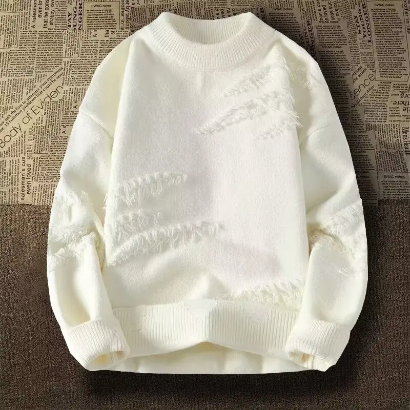 

Trendy Knitted Sweater for Teens And Students Polyester Fiber Loose Fit Long Sve round Ne Casual Wear Autumn Winter New ...