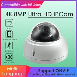 IMX415 8MP 4K POE Dome IP kamera Hikvision uyumlu akıllı IR CCTV ev güvenlik için açık Motion hareket algılama Onvif