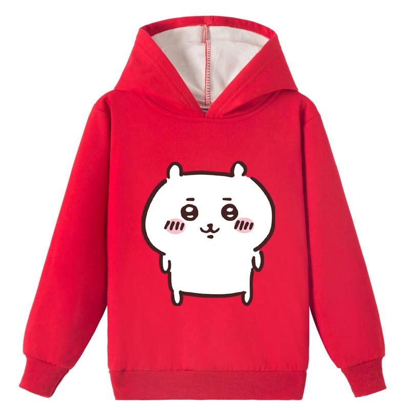 Chiikawa – sweat à capuche doublé polaire, hauts d'hiver à manches longues en coton, sweat-shirt unisexe doux brossé pour enfants de 2 à 14 ans