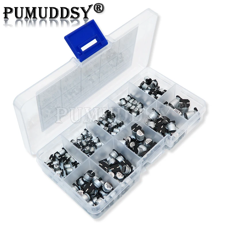 165PCS/LOT SMD Aluminum Electrolytic Capacitor Assorted Kit Set Samples Kit 0.47uF 1uF 2.2uF 4.7uF 10uF 22uF 47uF 100uF 10Values