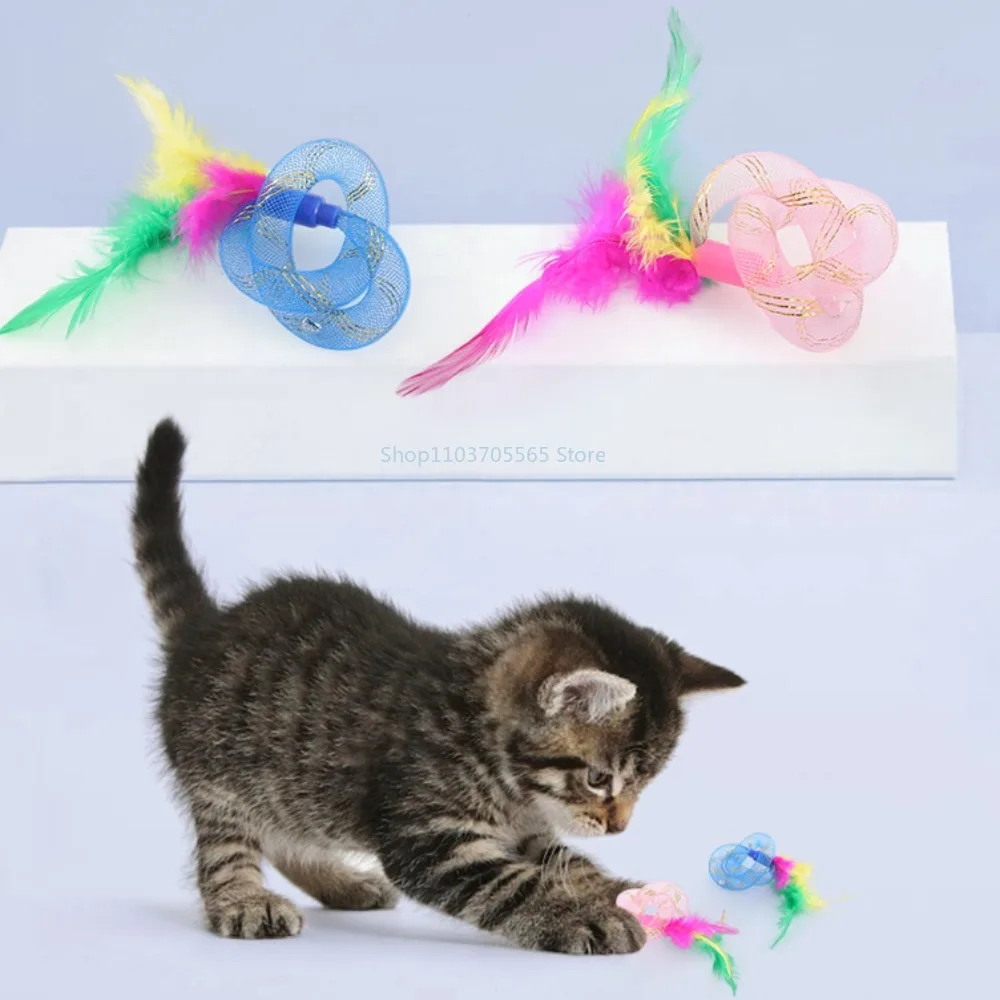 Interactive Pet Cat Toy String Tubing with Feather Kitten Training Spring Elastic Toy Pet Training Toys Multicolor Pets Supplies