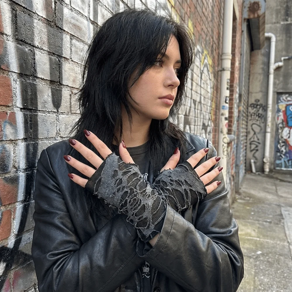 Fashion Gothic Style Fingerless Gloves Beggar Halloween Hollow Out Punk Gloves Breathable Tear Ripped Gloves Halloween