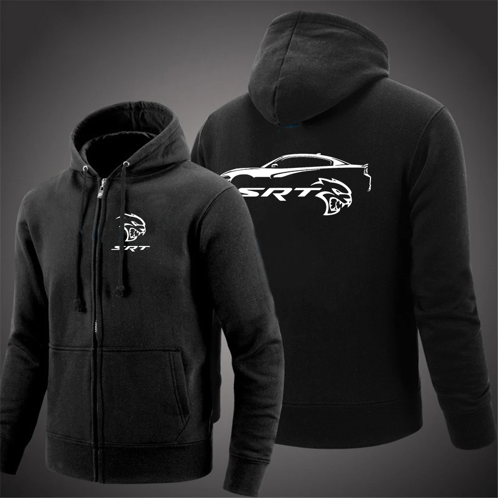 SRT Hellcat 2023 Men\'s New Spring Print Solid Color Zip Hooded Cotton Long Sleeve Jacket Casual Sweatshirt Hoodie Pullover Tops