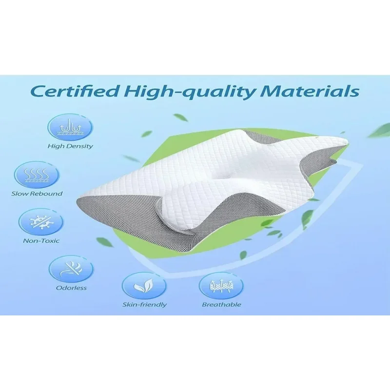 

2 in 1 Contour Memory Foam Cervical Pillow, 1pc Ergonomic Orthopedic Neck Support Pillow for Pain Relief with Replaceable Pillow
