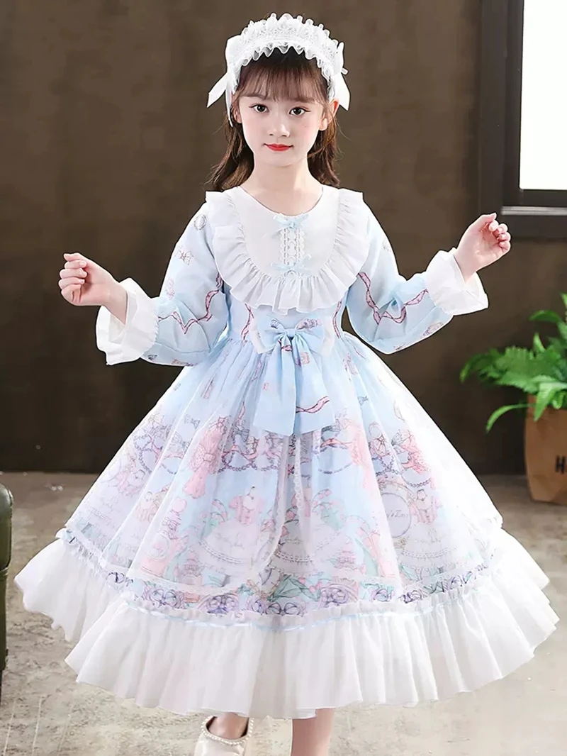 Vestido de fiesta de princesa de terciopelo para niña, vestido de boda Kawaii de Lolita, Otoño e Invierno