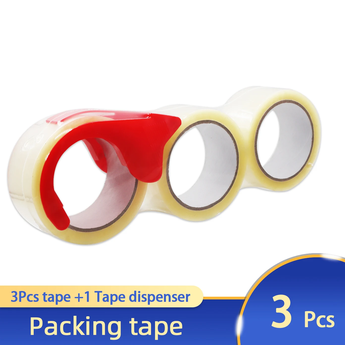 3Pcs Clear Tape Rolls with Free Dispenser Heavy Duty Refill Transparent Tapes for Packing Moving Supplies 1.89Inch x 72.2 Yards
