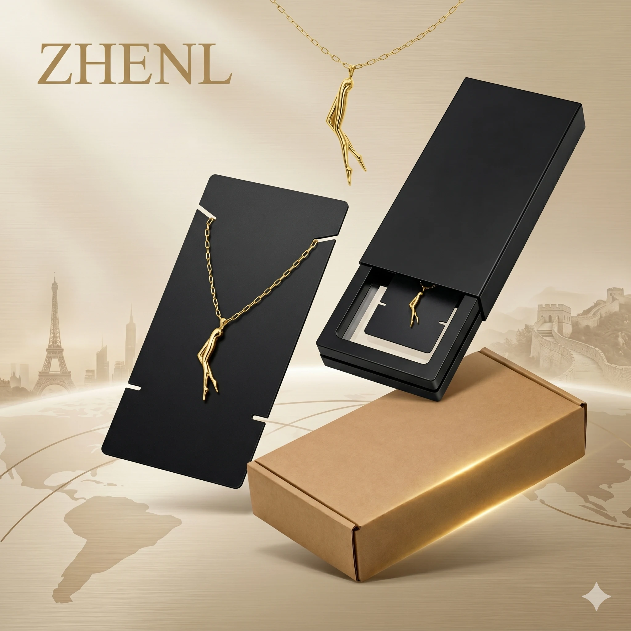 Gold Abstract Human Body Form Pendant Necklace for Women Aesthetic Creative Artistic Figurine Chain Choker Jewelry Gift