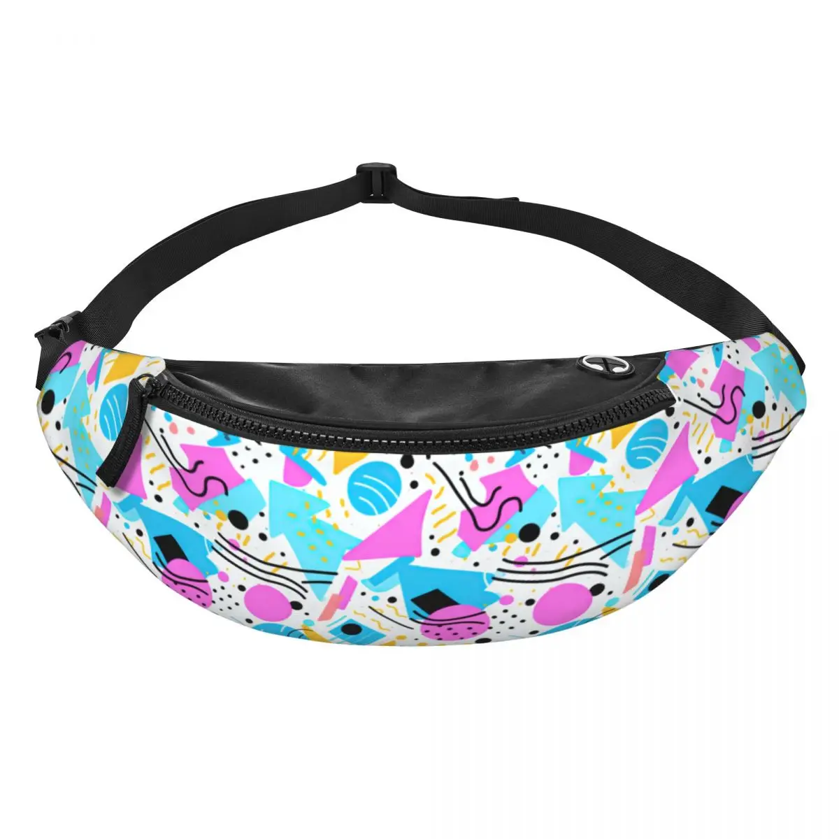 Custom Pop 80s 90s Retro Pattern Fanny Pack Men Women Crossbody Waist Bag for Cycling Camping Phone Money Pouch