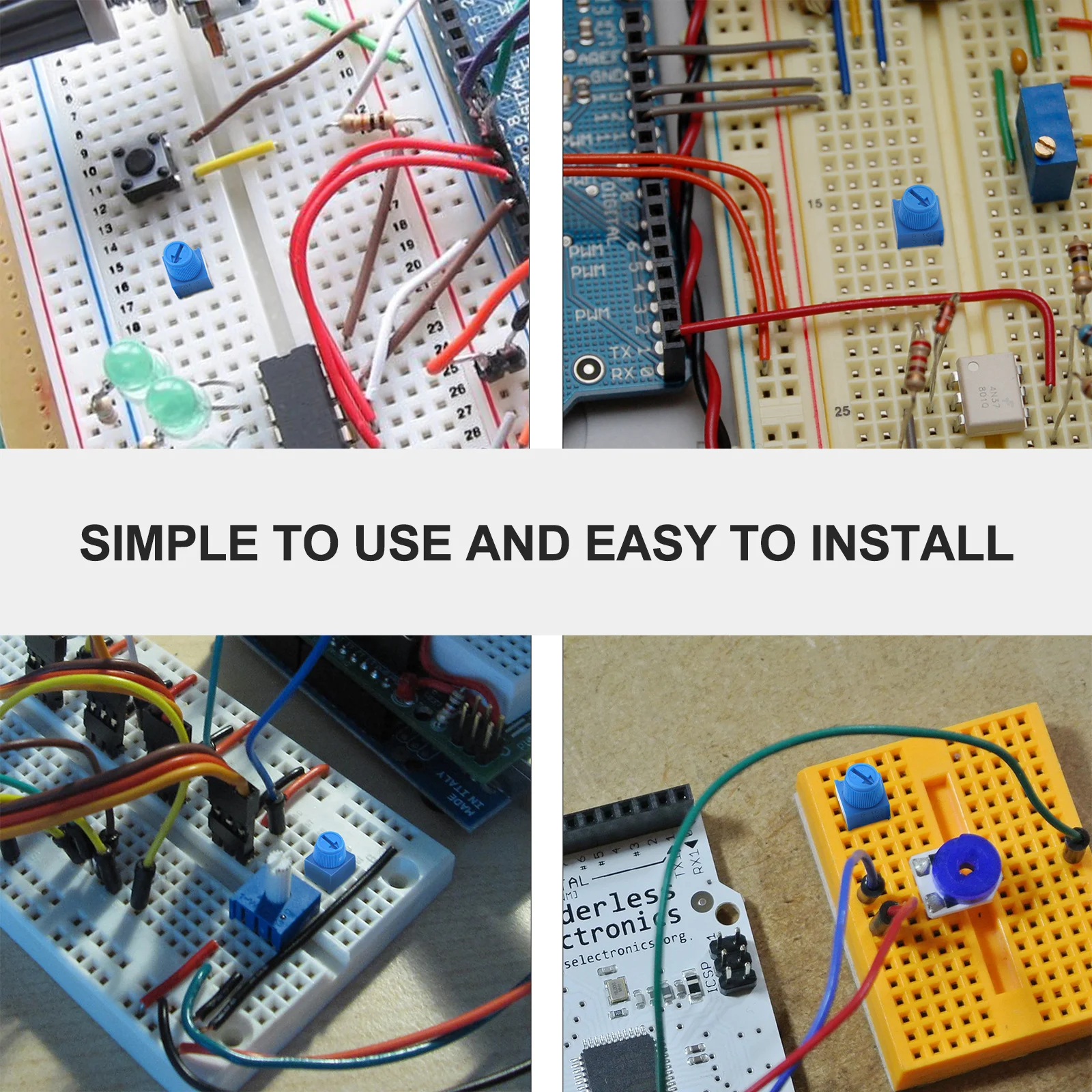 

10Pcs Potentiometer Adjustable Resistors Breadboard Through Hole High Precision Resistor Breadboard Trim Potentiometer