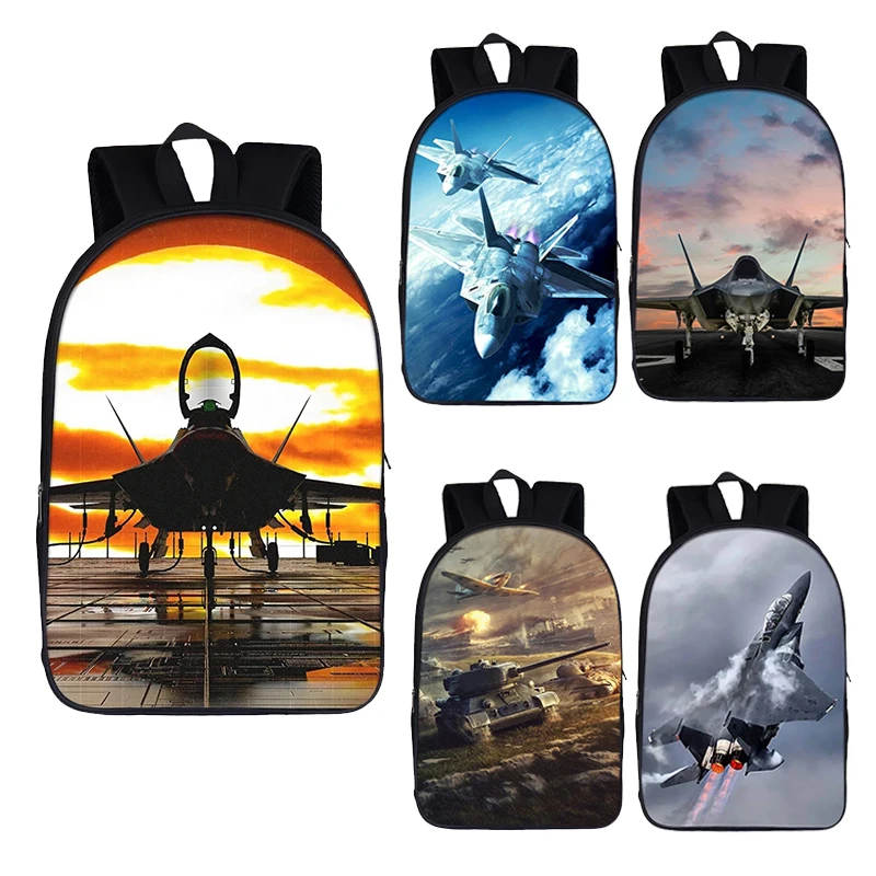 Aircraft Carrier Fighter Jet Tank Backpack for Travel Women Laptop Bag Student Bagpacks Teenager Children School Bags Bookbag