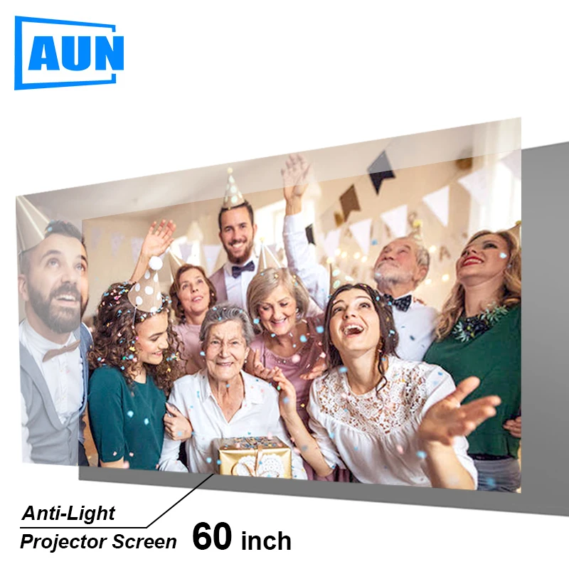 Pantalla de proyector de tela reflectante 16/9, antiluz, brillo, pantalla portátil 4K, cine en casa para proyector de vídeo LED DLP