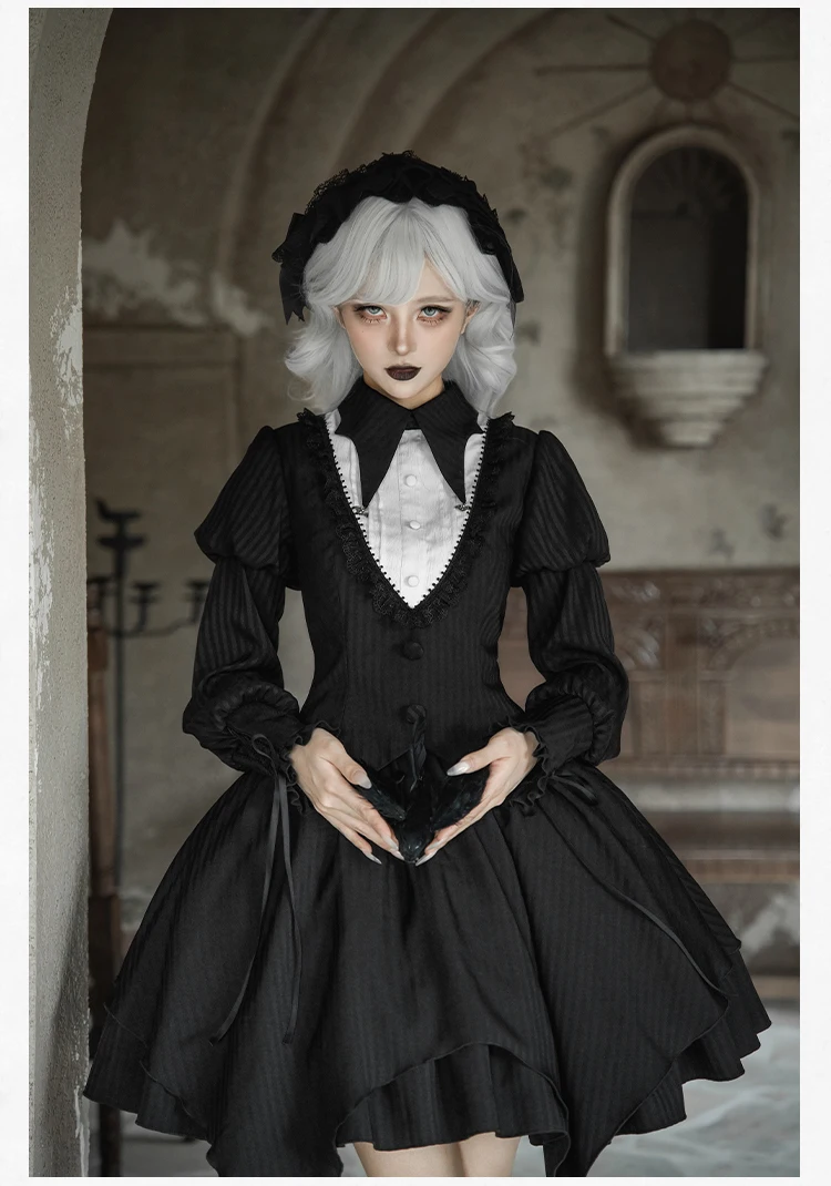 Japanese Gothic Dark Style Witch Top And Skirt Set Twin Lolita Cool Clothes for Ladies 2025 Autumn Winter New Unique Design Suit