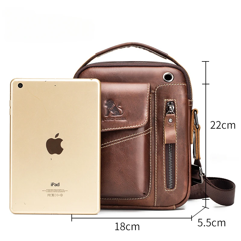 Men\'s Handbag Retro Casual Mini Sports Soft Cowhide Genuine Leather Crossbody Shoulder Bag