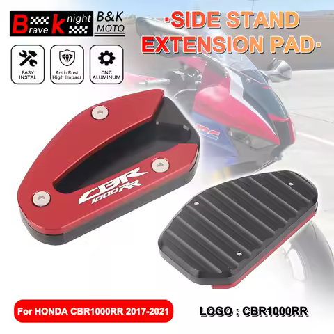 For CBR1000RR Aluminum Side Stand Extension Pad CNC Motorcycle Kickstand Foot Support Plate Enlarger for cbr 1000 rr 2017-2021