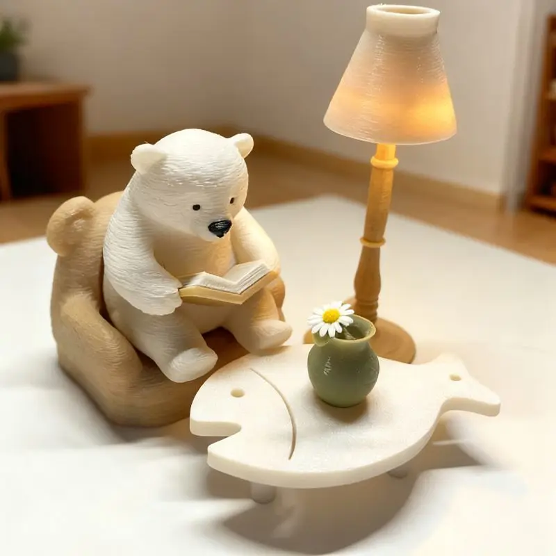 Healing Reading Bear Immersive Companion Cute Desk Small Decoration Office Study Desk Decor Gift