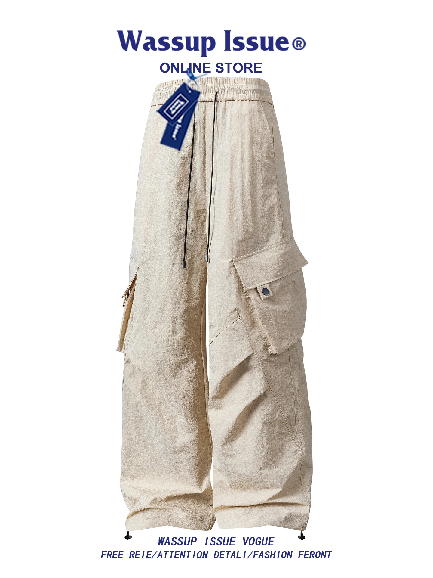 

WASSUP ISSUE American Sle Straight Leg Multi ket Work Pants Men Spring Autumn Trendy Brand Ice Silk Loose Casual Long Pants