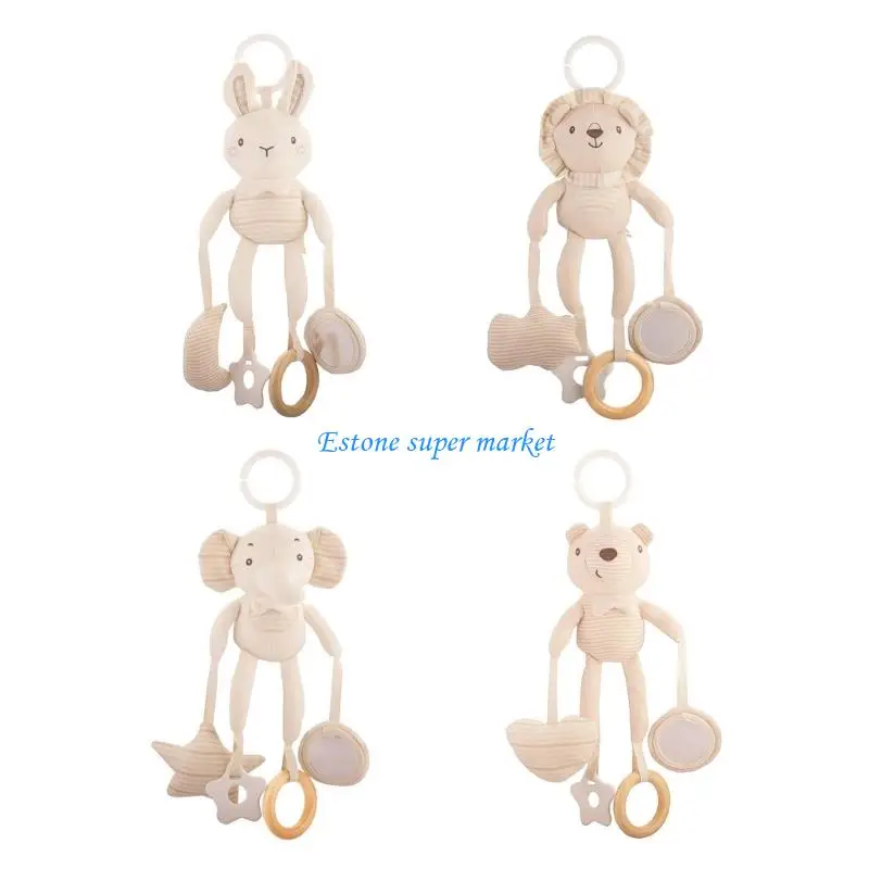 

090B Animal Pattern Handbells Rattles Soft Plush Bells Rattles Crib Strollers Mounted