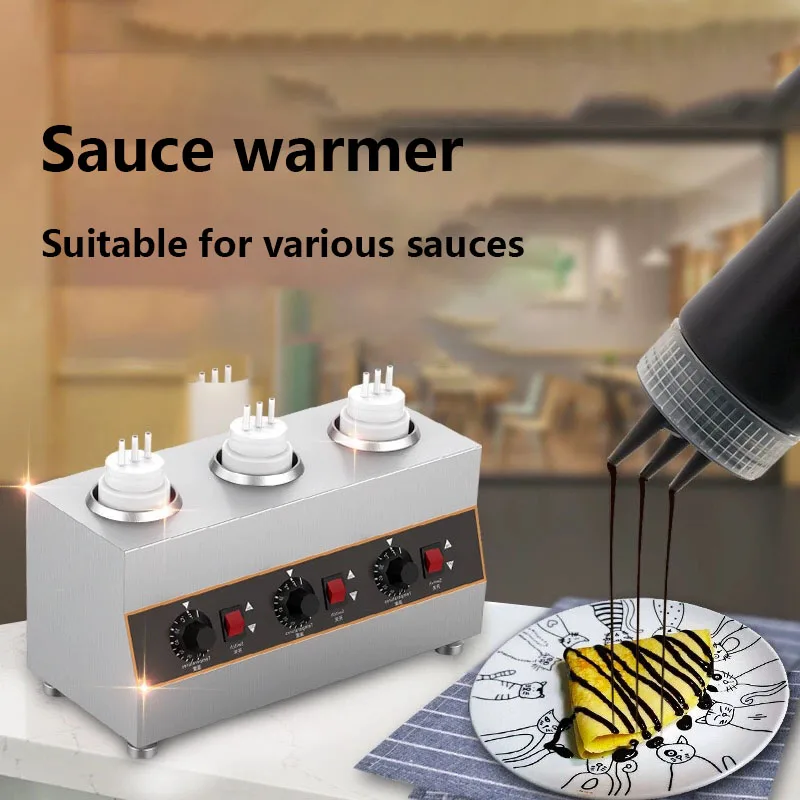 Commercial Sauce Warmer 3 Squeezing Bottles Sauce Heater Electric Chocolate Cheese Thermal Insulation Machine Jam Warming