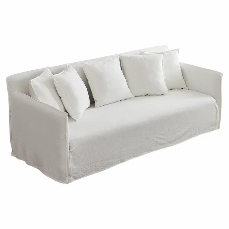 

Wabi-sabi style linen four-person fabric sofa can be fully disassembled and washed Japanese-style small apartment homestay