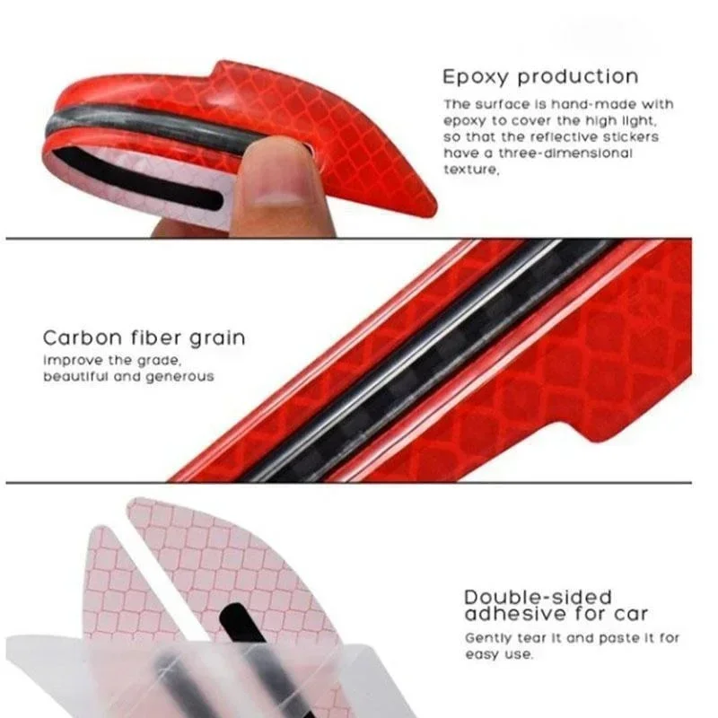 Car Sticker Carbon Fiber Reflective Strip Truck Safety Warning Reflective Sticker Auto Anti-scratch Rearview Mirror Night Decal