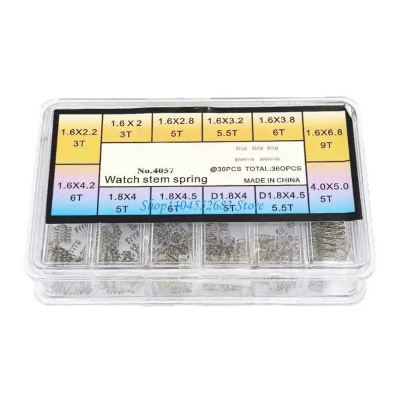 No.4057 Watch Stem Springs, Assorted Repair Spring Set with Storage Case 