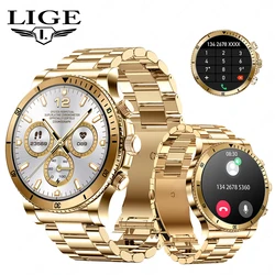 LIGE AI-Montre intelligente de sport de plein air pour hommes, commande vocale, bracelet de fitness, appel Bluetooth, fréquence cardiaque, suivi de la pression artérielle