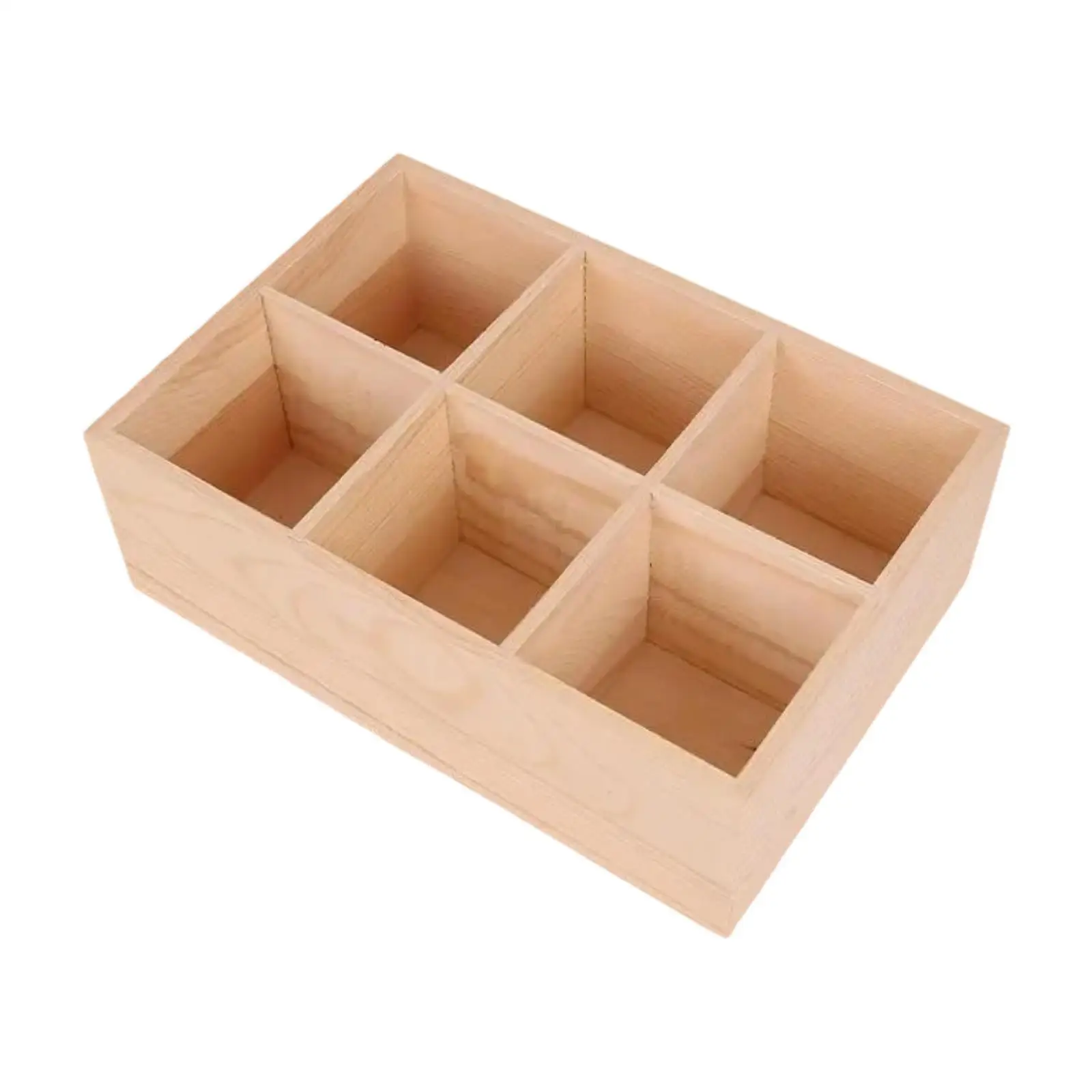 Wooden Pencil Holder 6 Grid Marker Pen Organizer for Desktop Home Studio
