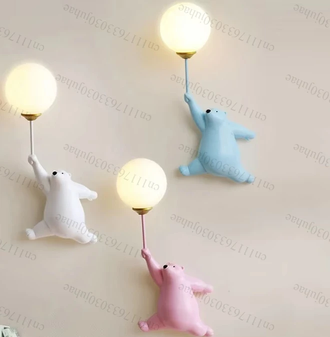 Nordic Modern Creative LED Wall Light Bedroom Bedside Blue White Pink Warm and Comfortable Background