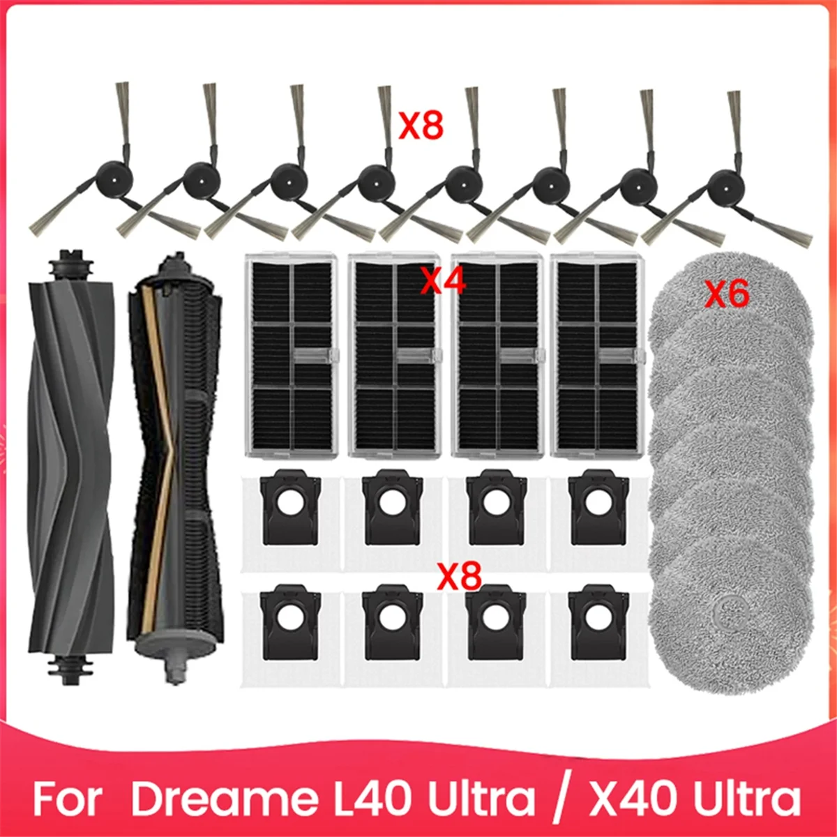 

ATG8 For X40 Ultra/L40 Ultra/X40 Pro Vacuum Cleaner Spare Parts TriCut Main Side Brush Hepa Filter Mop Cloth Dust Bag