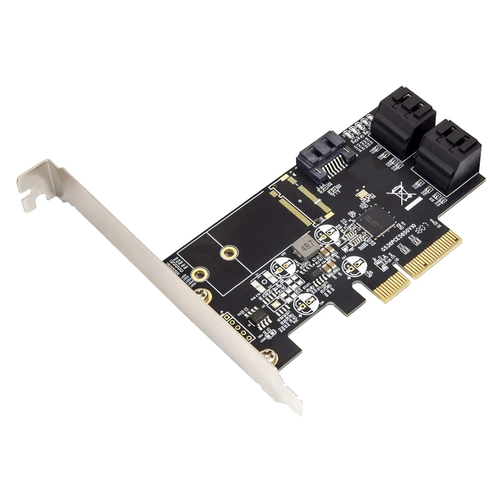 

5 Port Non-Raid SATA III 6GB/S Pci-E X4 Controller Card for Desktop PC Support SSD and HDD with Low Profile Bracket.