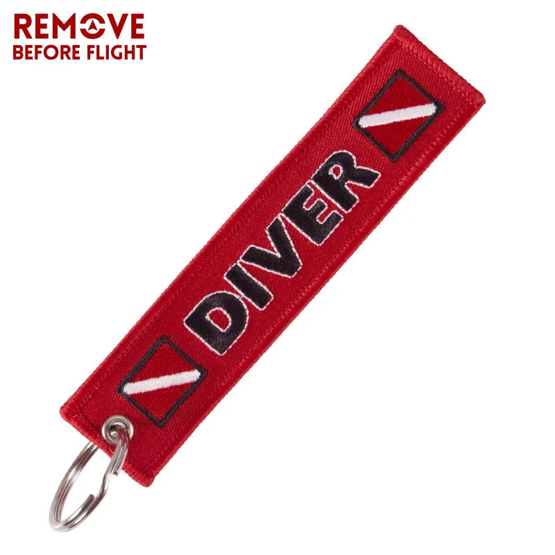 5PCS Diver Keychain Emboridery Keyring Pendant Tags Keychain Rectangle Keyring For Diver Bag Luggage Tag Aviation Gifts
