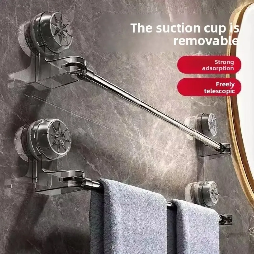 Porte-serviettes mural extensible en acier inoxydable à ventouse, sans perçage, pour salle de bain