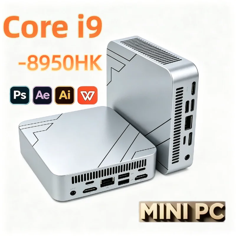 Intel Core i9-8950HK Mini PC Gamer Portable Computer RAM 2TB SSD FHD Bluetooth WiFi6 Gaming Office 4K HDMI