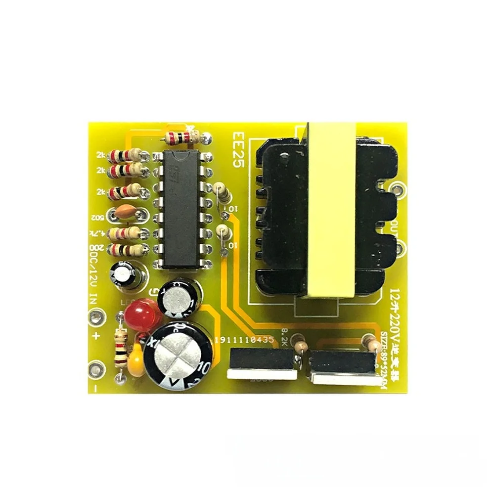 Inverter Kit DC 12V to AC 220V Boost Converter for DIY Electronics Projects Transformer PCB 53mm x 49mm Yellow FR4
