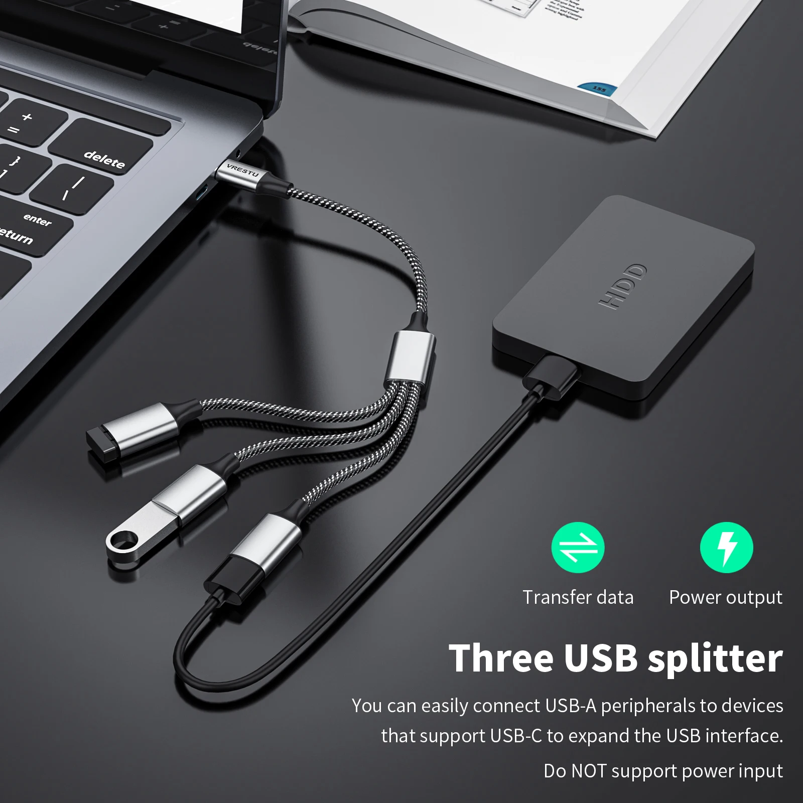 Type C Naar Dual Usb Otg Adapter Usb 2.0 Type-C Uitbreiding Hub Data Opladen Gevlochten Cabo Voor Samsung galaxy S22 Macbook Pro Air Ipad