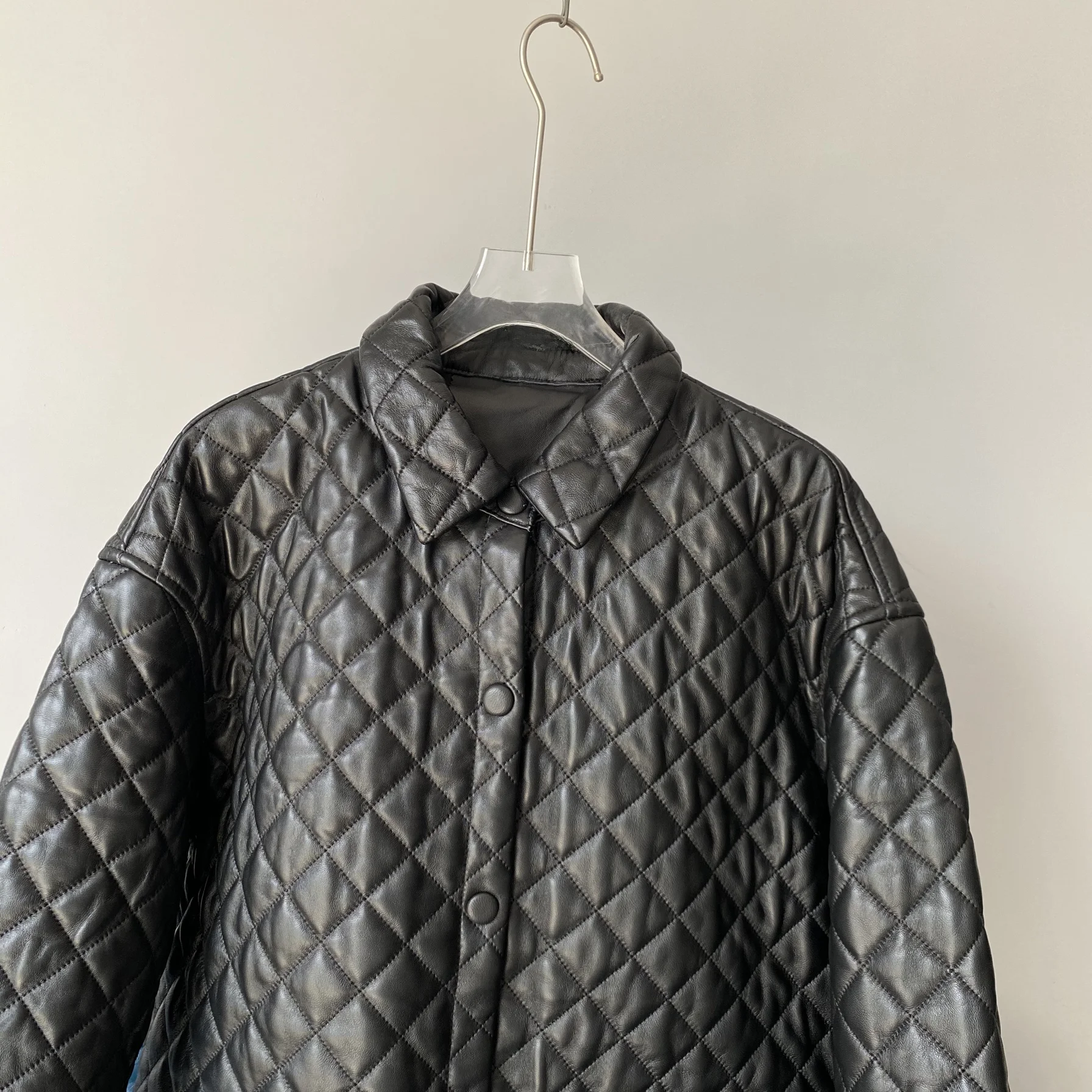 2024年新作 カジュアル ルーズ レディース レザージャケット コットンサンドイッチ 本革 ミディアム丈 シープスキンコート