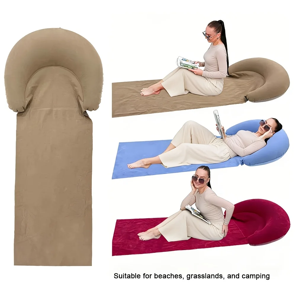 1pc Beach Mat with Inflatable Headrest, Outdoor Mat, Sand-Proof, Suitable for Outdoor Camping and Picnics, Picnic Mat,