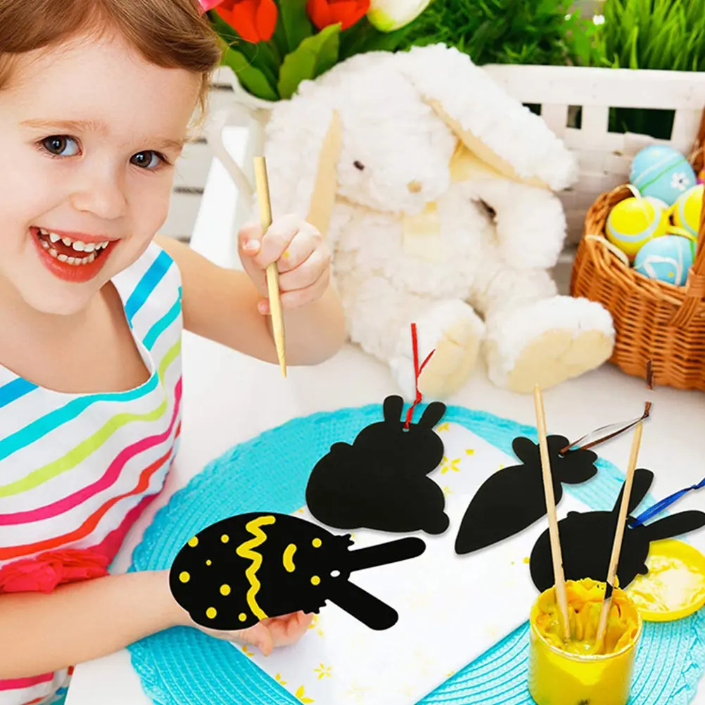 Kit artisanal de cartes à gratter, activités de pâques amusantes de haute qualité, jouets pour enfants, bricolage, dessin, jouets en papier à gratter pour enfants