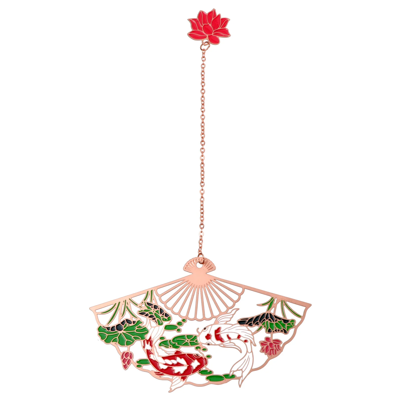 

1Pcs Chinese Style Brass Bookmark Hollow Carp Fish Folding Fan Shape Page Marker Stationery Office Label Bookmarker